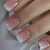 Foccna square ombre press-on nails in pink show a full set ready for a quick at-home manicure.