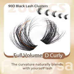 Focipeysa 90D fluffy lash clusters with durable fibers.