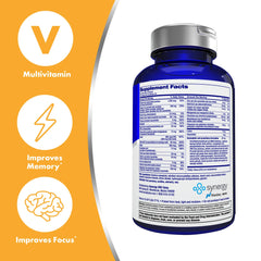 Focus Factor bottle back-label, detailed ingredients supporting overall cognitive health.