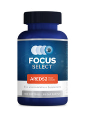 Focus Vision Select AREDS2 softgels in bottle for daily eye vitamin support.