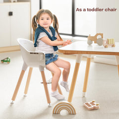 Fodoss high chair with sturdy wooden legs provides a stable base
