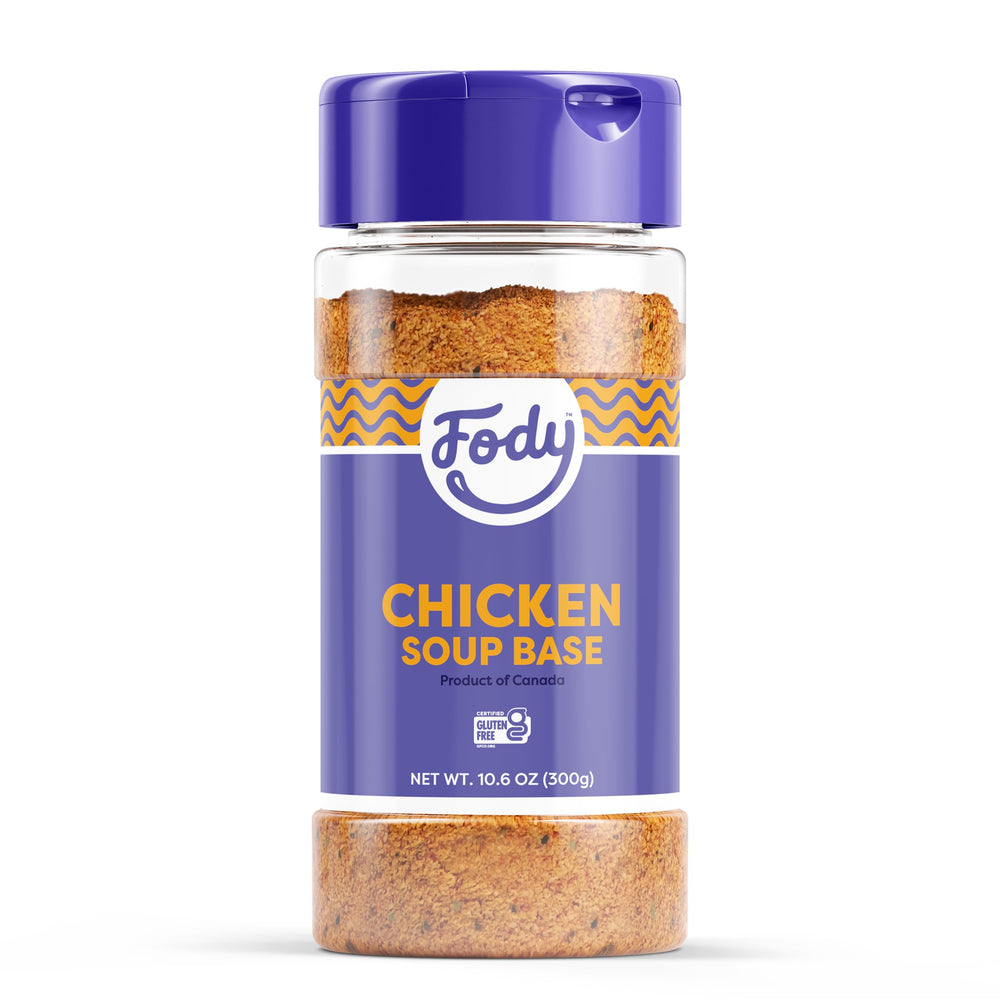Fody Chicken Soup Base bottle on the counter for quick, gut-friendly flavor.