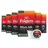 Folgers Black Silk K-Cup pods front view for quick, bold mornings.