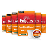 Folgers Breakfast Blend pods pack of 6 for quick, convenient mornings.