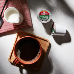 Folgers Classic Decaf K-Cup box on shelf for everyday use
