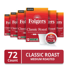 Folgers Classic Roast Keurig brewer in action delivering fast coffee