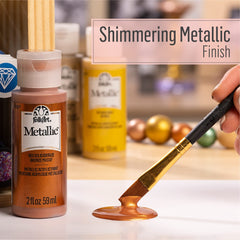 Creamy FolkArt acrylic paint strokes on canvas for smooth blending.