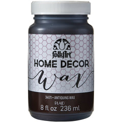 FolkArt Home Decor Antiquing Wax bottle (8 oz) ready to seal furniture with sepia finish.