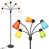 FOLKSMATE Medusa LED floor lamp with five adjustable arms for flexible reading lighting.