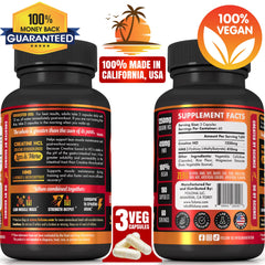 Folona Creatine HMB bottle front highlighting vegan formula for athletes
