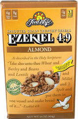 Food for Life Ezekiel Almond Sprouted Cereal in a bowl with milk, high in fiber