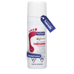 Footlogix Nail Tincture Spray Spiraleen bottle for toenail care and discolored nails.