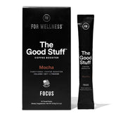 For Wellness The Good Stuff Mocha Coffee Booster bottle ready to mix for smooth energy