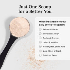 For Wellness The Good Stuff Cinnamon Coffee Booster packet showing convenient daily use.