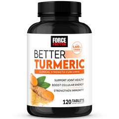 Force Factor Better Turmeric 1600mg bottle close-up highlighting absorption benefits