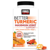 Force Factor Better Turmeric bottle pouring, convenient daily on-the-go joint support.