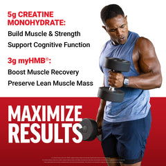 Scoop close-up of Force Factor Creatine HMB powder with precise dosing.