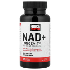 Force Factor NAD+ capsules in hand illustrate portable daily support.