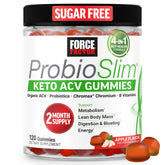 Force Factor ProbioSlim Keto ACV Gummies bottle front with apple-flavor gummies