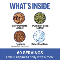 Force Factor Prostate Advanced label close-up highlighting ingredients and dosing.