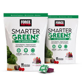 Force Factor Smarter Greens Soft Chews tub front for convenient daily greens support.