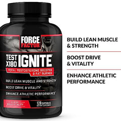 Force Factor Test X180 Ignite label close-up highlighting Testofen and caffeine for energy