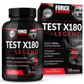 Force Factor Test X180 Legend bottle on gym shelf for daily energy