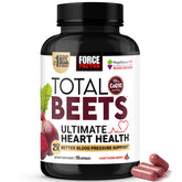 Force Factor Total Beets bottle highlighting beet root for circulation support.