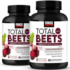 Force Factor Total Beets bottle supports daily circulation with convenient capsules.
