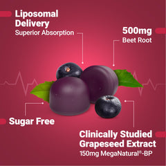 Force Factor Total Beets Gummies with grape seed extract for potential blood pressure support.
