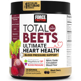 Force Factor Total Beets label close-up highlighting CoQ10 for heart-friendly circulation.