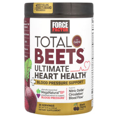 Force Factor Total Beets morning smoothie powder blending into nutritious drink.