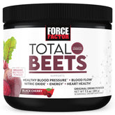 Force Factor Total Beets powder front-tub shows premium beetroot formula for daily circulation support.
