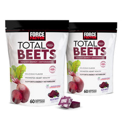 Force Factor Total Beets soft chews in a bottle highlight a heart-healthy energy option
