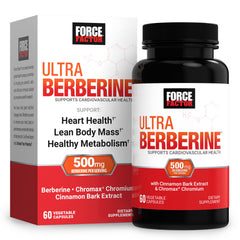 Force Factor Ultra Berberine bottle label highlights 500 mg berberine HCl for daily wellness.