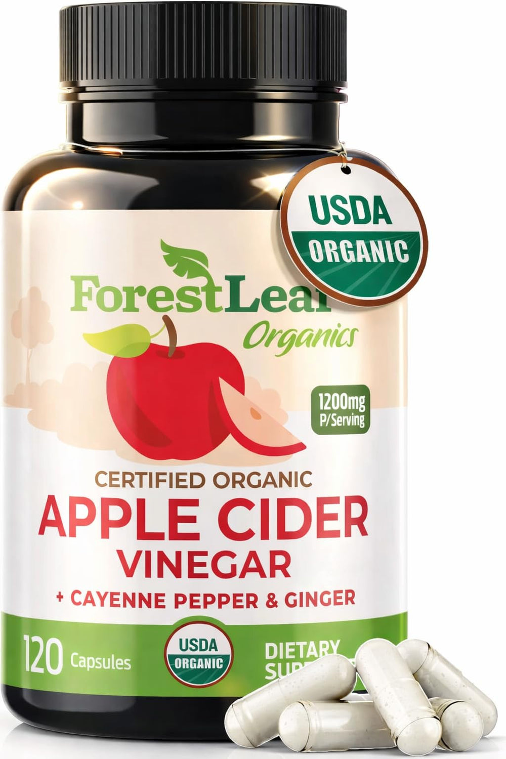 ForestLeaf ACV capsules bottle close-up for digestion support