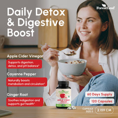 ForestLeaf ACV capsules bottle stack showcases potency and ingredient clarity