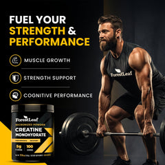 ForestLeaf Creatine powder unflavored, easily dissolving in water or juice.