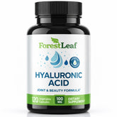 ForestLeaf hyaluronic acid supplements bottle demonstrates convenient daily hydration support.