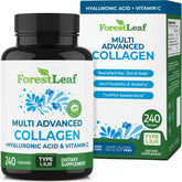 ForestLeaf Multi Collagen bottle on counter promotes daily skin, hair and nails care.