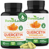 ForestLeaf Quercetin with Bromelain bottle displaying 180 veggie capsules for daily immune support.