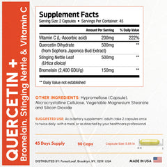 ForestLeaf Quercetin packaging, eco-friendly box, non-GMO gluten-free.