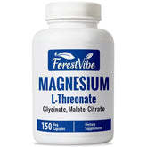 ForestVibe Magnesium L-Threonate bottle highlights high-absorption formula for daily wellness.