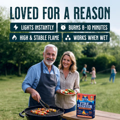 FOREVER PINE Fire Starter Cubes burn 8-10 minutes, helping steady campfires and grill starts.