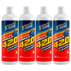 Formula 420 glass metal ceramic pipe cleaner bottle pour enables quick application and deodorizing.