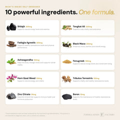 Formulation Factory Self Obsessed label highlights shilajit and ashwagandha