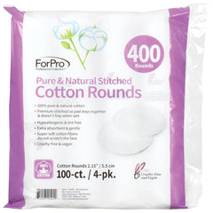 ForPro Pure Natural stitched-edged rounds with reinforced seams for durable makeup removal.