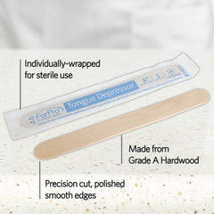 ForPro sterile tongue depressors 100-count, individually wrapped for convenience.