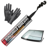 FORTIVO windshield adhesive quick-cure close-up for car glass repair.