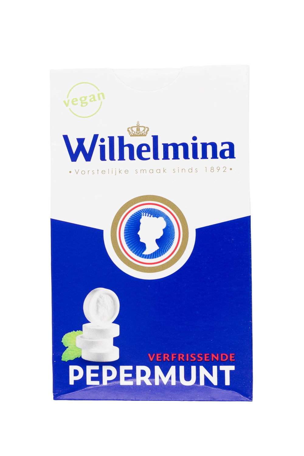 Fortuin Wilhelmina Peppermints 3.5oz box front offering a refreshing Dutch mint